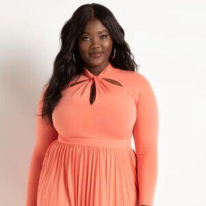 orange eloquii draped bodice dress - nwt